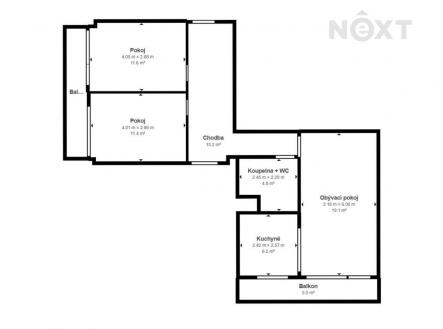 Pronájem bytu, 3+kk, 69 m²