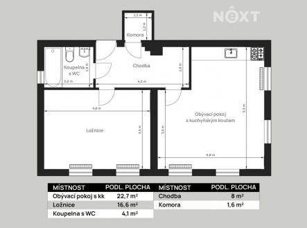 Prodej bytu, 2+kk, 53 m²