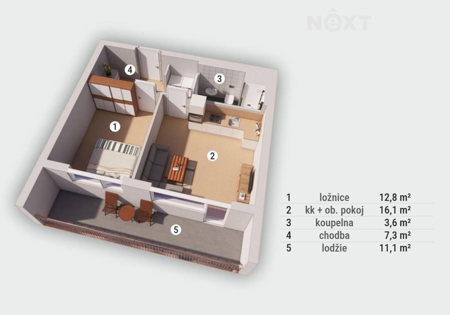 Prodej byt 2+kk, 52㎡