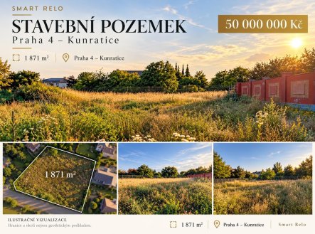 Prodej stavebního pozemku 1 871 m², Praha 4  Kunratice