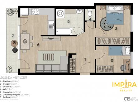 Pronájem bytu, 3+kk, 51 m²