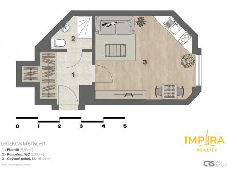 Pronájem bytu, 1+kk, 24 m²