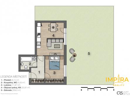 Pronájem bytu, 2+kk, 45 m²