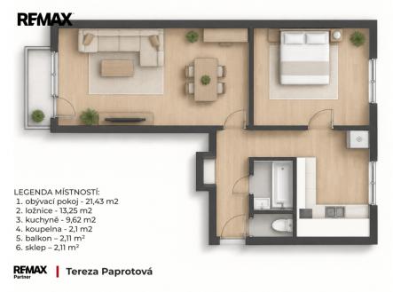 Pronájem bytu, 2+1, 55 m²