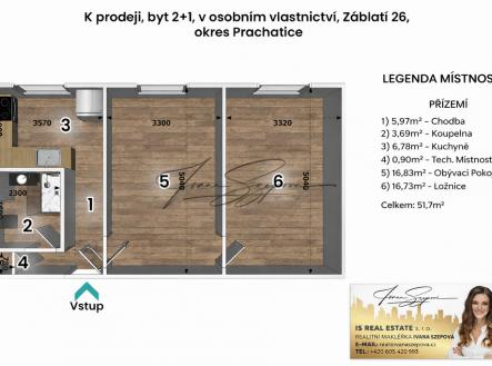Prodej bytu, 2+1, 52 m²