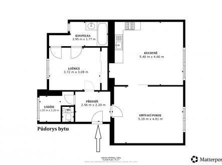 Pronájem bytu, 3+kk, 74 m²