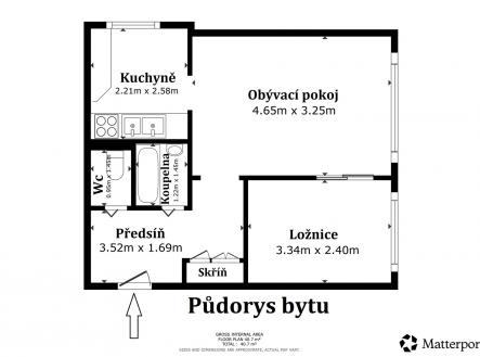 Pronájem bytu, 2+kk, 40 m²