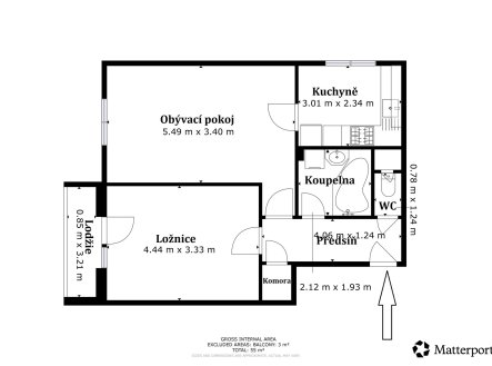 Prodej bytu, 2+1, 52 m²