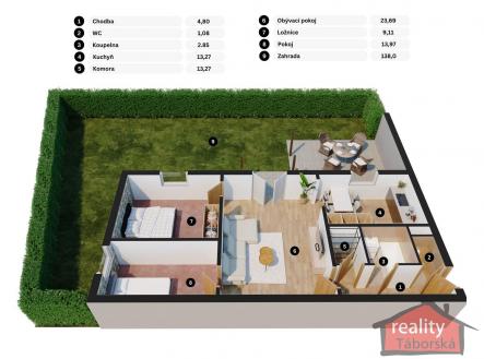 Prodej bytu, 3+kk, 69 m²