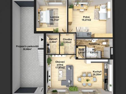 Prodej bytu, 3+kk, 98 m²