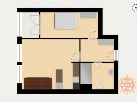 Pronájem bytu, 2+kk, 49 m²