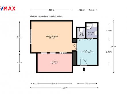 Pronájem bytu, 2+kk, 39 m²