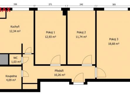 Prodej bytu, 3+1, 70 m²