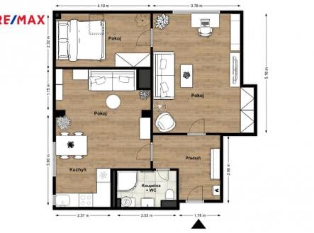 Pronájem bytu, 3+kk, 62 m²