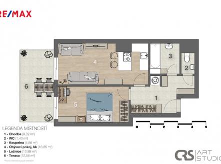 Pronájem bytu, 2+kk, 50 m²