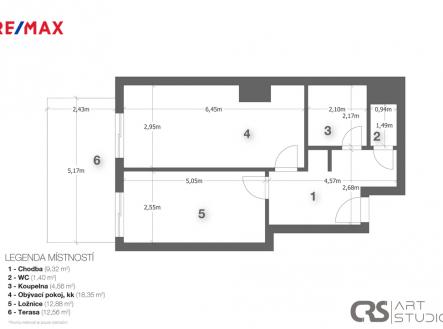Pronájem bytu, 2+kk, 50 m²