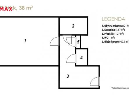 Pronájem bytu, 1+kk, 39 m²