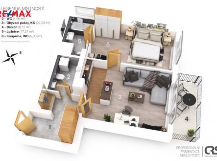 Prodej bytu, 2+kk, 64 m²
