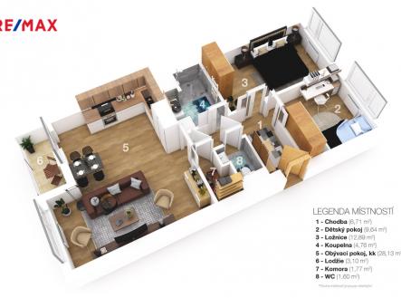 Pronájem bytu, 3+kk, 70 m²