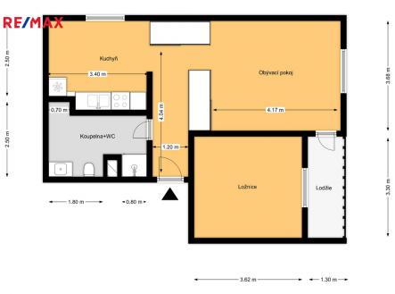Pronájem bytu, 2+1, 53 m²