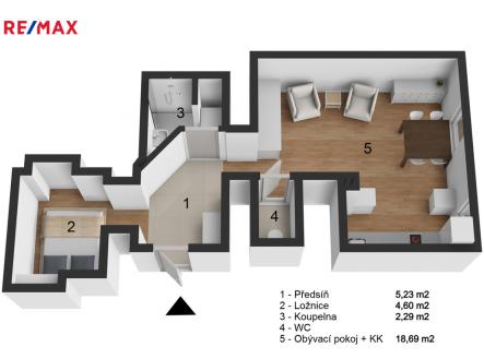 Pronájem bytu, 1+kk, 31 m²