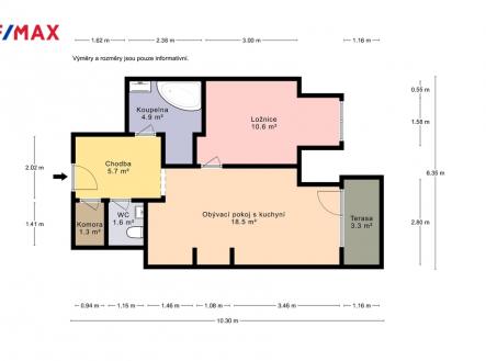 Pronájem bytu, 2+kk, 48 m²