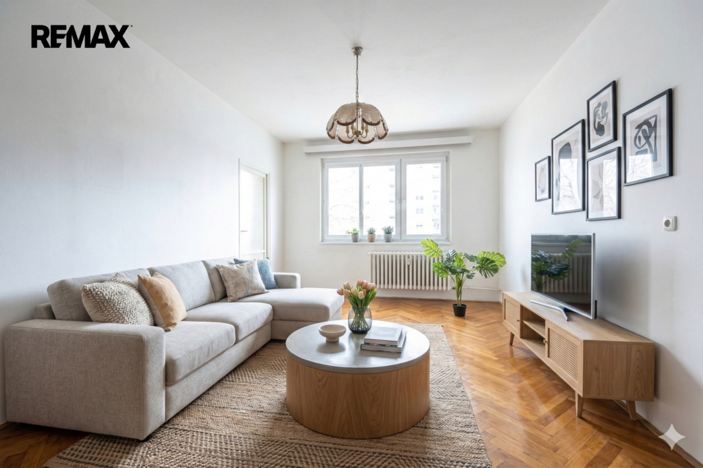 vizualizace budoucího stavu obývacího pokoje