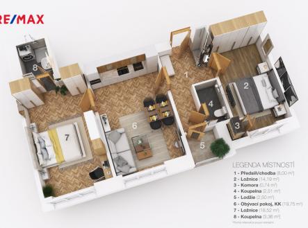Prodej bytu, 3+kk, 67 m²