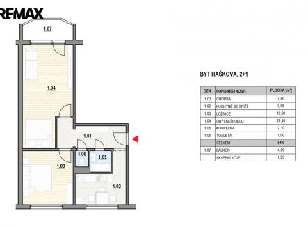 Prodej bytu, 2+1, 60 m²