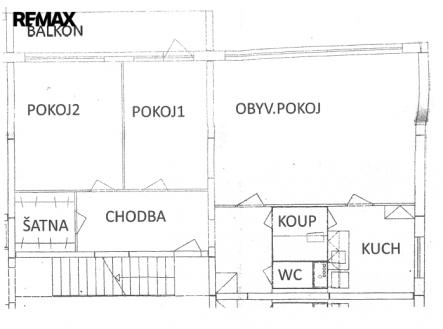 Schéma aktuální dispozice vč. dřevitých konstrukcí
