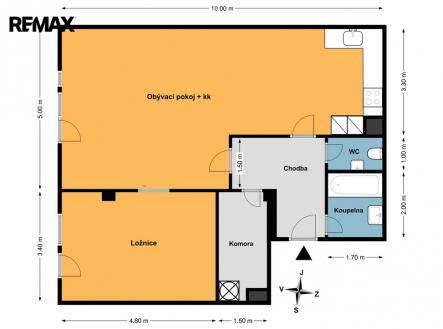 Pronájem bytu, 2+kk, 77 m²