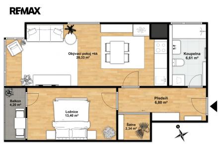 Pronájem bytu, 2+kk, 62 m²
