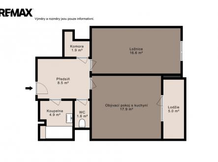 Pronájem bytu, 2+kk, 51 m²