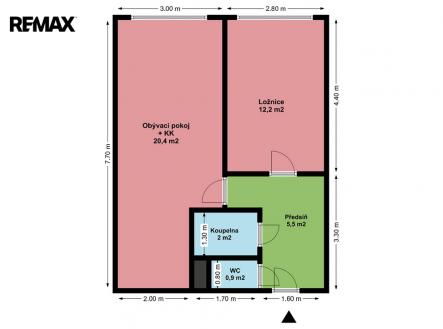 Pronájem bytu, 2+kk, 42 m²