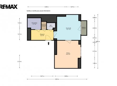 Pronájem bytu, 1+1, 46 m²