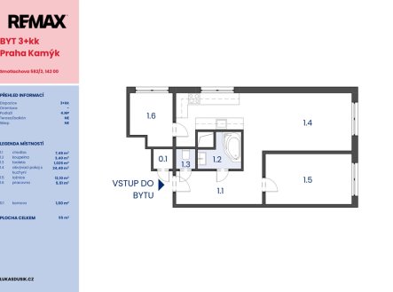 Prodej bytu, 3+kk, 56 m², Praha – náhled fotky 4