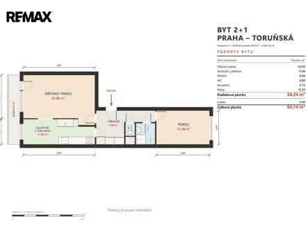 Prodej bytu, 2+1, 68 m²