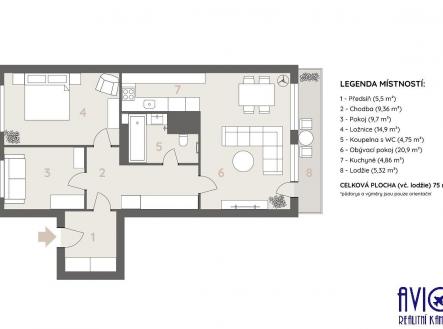 Prodej bytu, 3+kk, 75 m²
