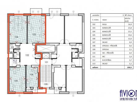 Pronájem kanceláře, 106,5 m²