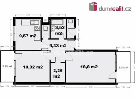 Pronájem bytu, 2+1, 57 m²