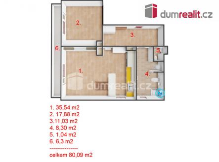 Pronájem bytu, 2+kk, 80 m²