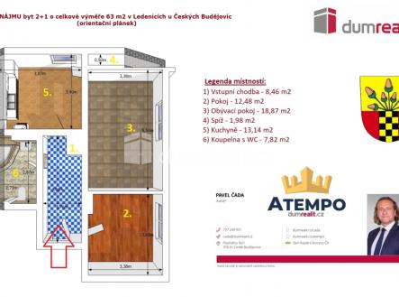 Pronájem bytu, 2+1, 63 m²