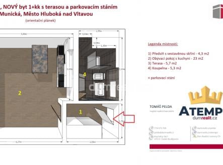 Pronájem bytu, 1+kk, 38 m²