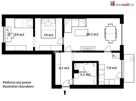 Pronájem bytu, 2+1, 60 m²