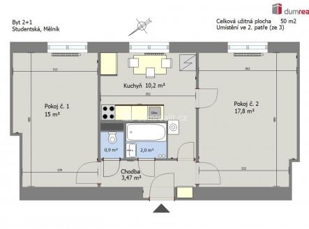 Pronájem bytu, 2+1, 50 m²