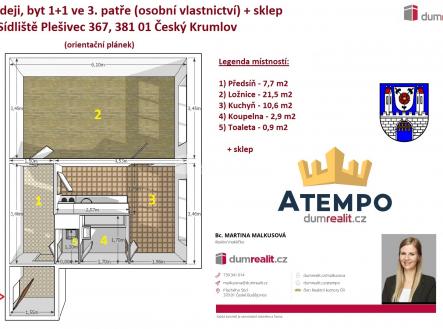 Prodej bytu, 1+1, 43 m²