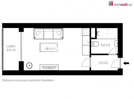 Pronájem bytu, 1+kk, 24 m²