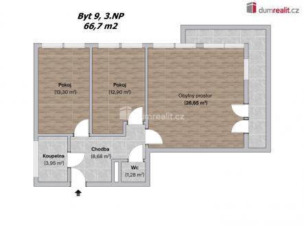 Prodej bytu, 3+kk, 66 m²