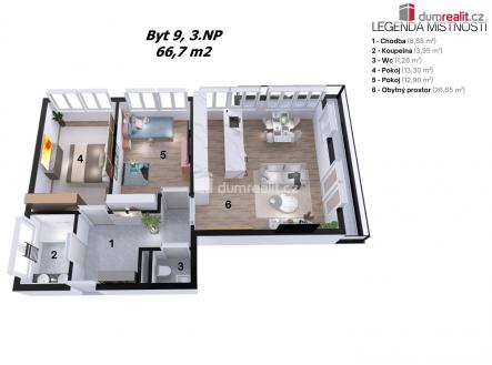 Prodej bytu, 3+kk, 66 m²