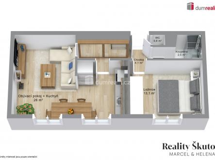 Prodej bytu, 2+1, 52 m²